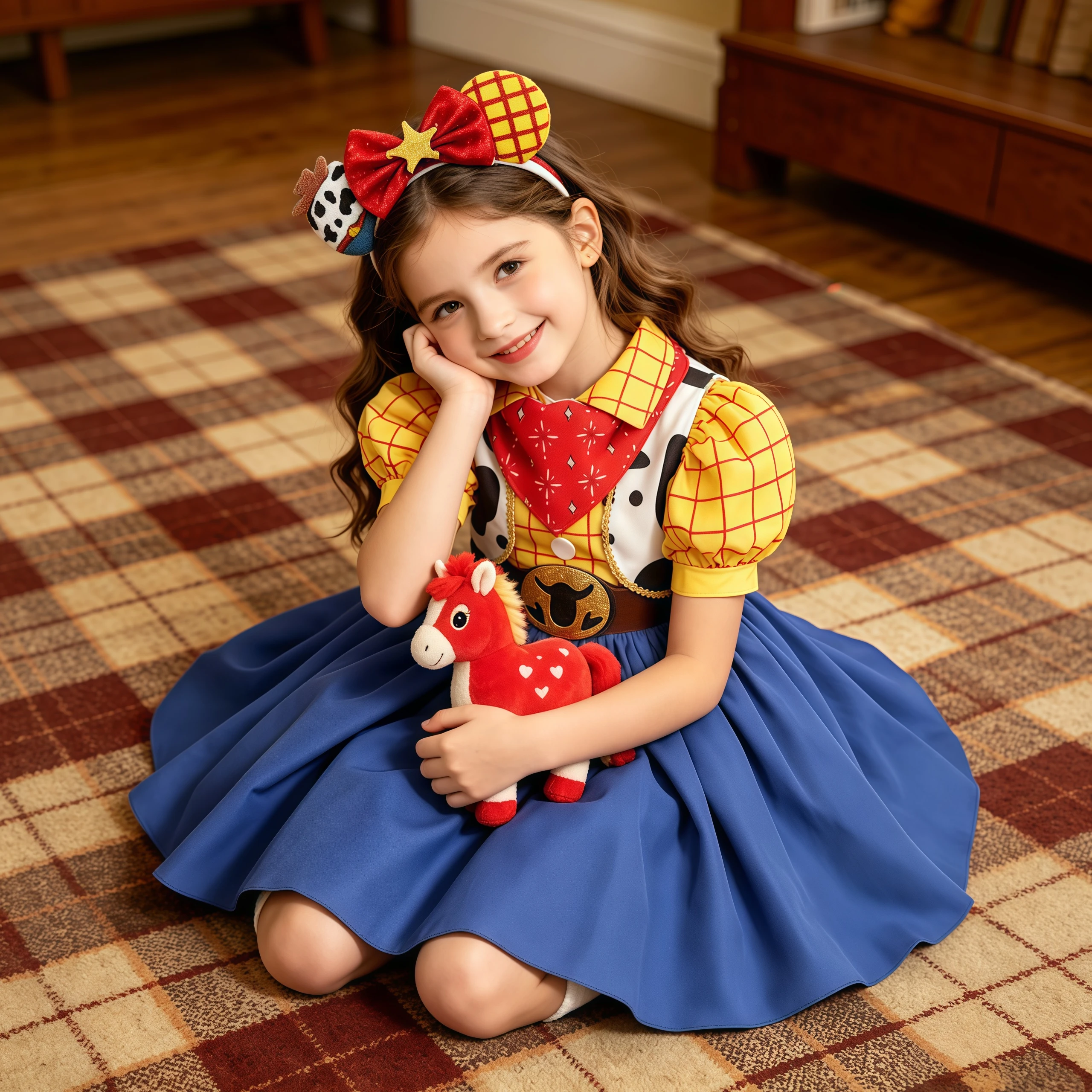 Cowgirl Woody Girls Jessie Princess Dress Costumes With Scarf Headwear For Kids Birthday Party Halloween Fancy Cowboy Outfits