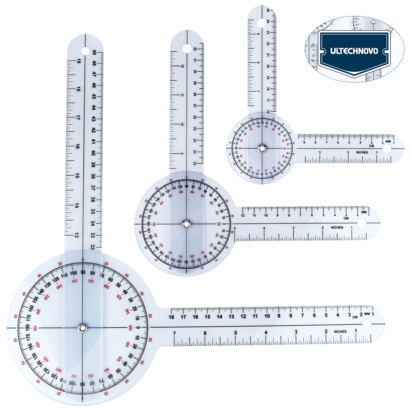 3 Pcs Goniometer Physical Therapy Finger Medical Protractor Ruler 360 Degree Angle