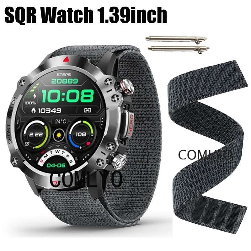 NEW for SQR Smart watch 1.39 Strap Nylon Watch Band Hook&Look Soft belt