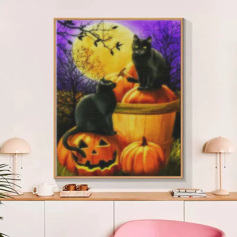 

CHENISTORY 5D DIY Diamond Embroidery Halloween New Arrival Diamond Painting House Mosaic Kit Pumpkin Landscape Crafts Gift