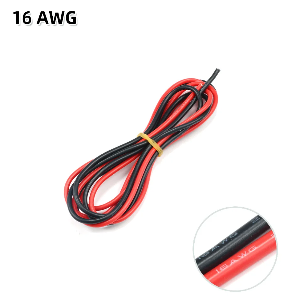 2 meter siliconendraad 8 10 12 14 16 18 20 22AWG hittebestendige zachte siliconen silicagel draadkabel (1 meter rood + 1 meter zwart)
