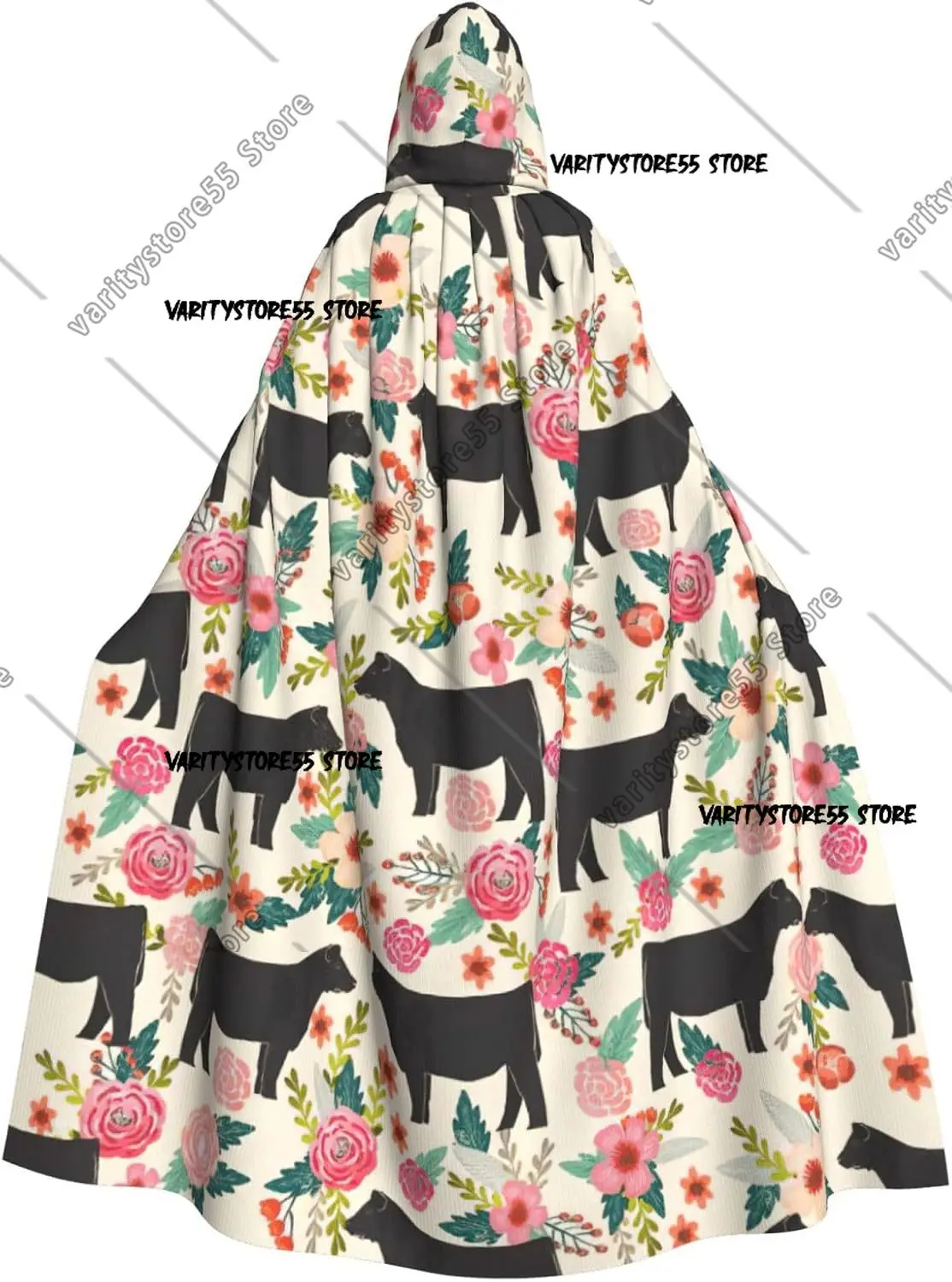 

Халаты унисекс, накидки для взрослых, розовые цветы, борт, корова, плащ с капюшоном и принтом крупного рогатого скота для косплея, карнавальные костюмы на Хэллоуин