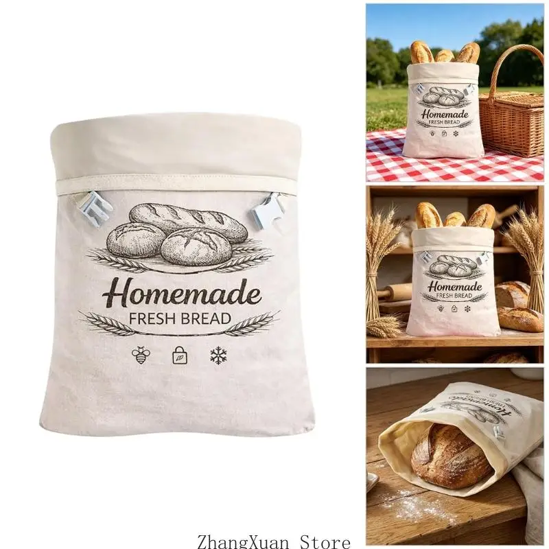 Cotton Bread Bag for Sourdough and Family Loaf Storage Indoors 3XUF