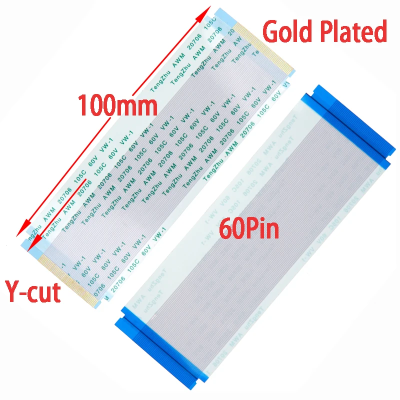 A-Type Gold Plated FFC Cable 60Pin 0.5mm Pitch AWM 20706 105C 60V VW-1 Y-Cut Flat Flexible Cable for LVDS Display
