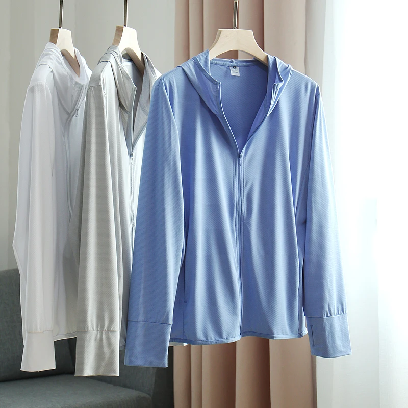 

Men's Summer Thin Elastic Breathable Hooded Sun Protection Jaet Outerwear Lightweight Stand Fit Youth Faion Long Sve