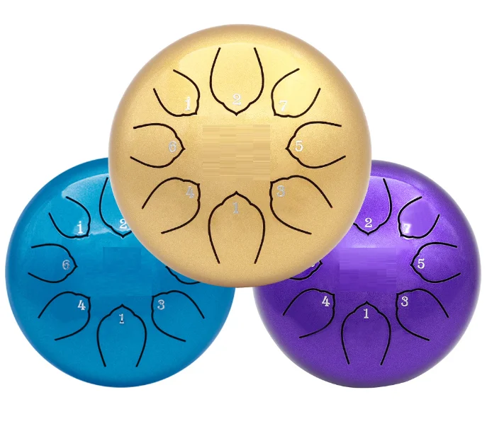 

8-tone Hand-plucked Steel Tongue Drum, 6-inch Alloy Steel Body, Bronze Finish for Continuous Resonance