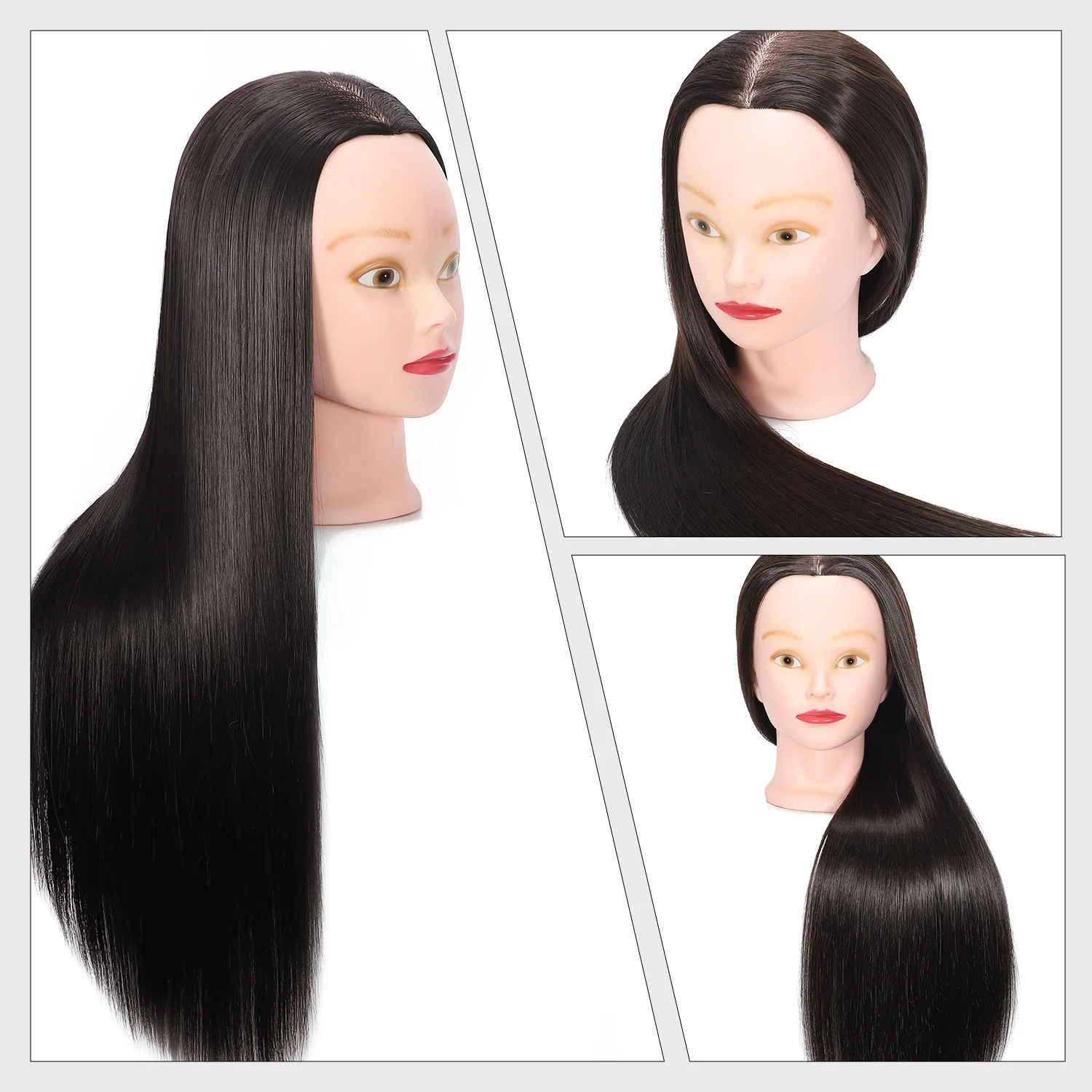 26 "-28" عارضة أزياء رئيس تصفيف الشعر التدريب القزم التجميل دمية رئيس الألياف الاصطناعية الشعر وحامل مشابك مجاني