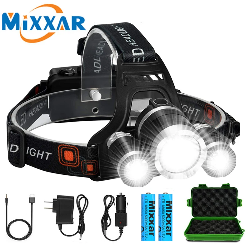 ZK20 LED Headlamp High Lumens 4 Modes 18650 Rechargeable Battery Flashlight Waterproof Outdoor Lighting Camping Fishing