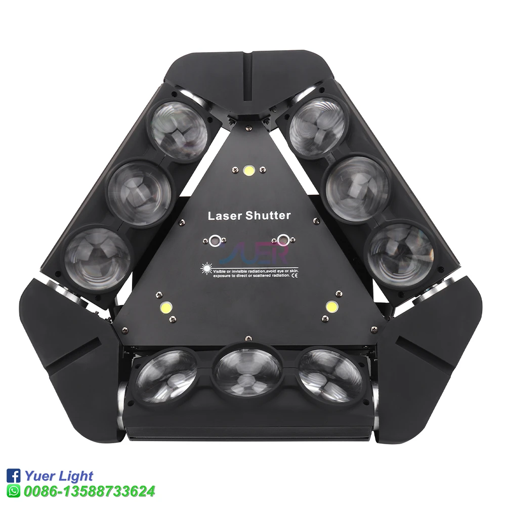 Luz estroboscópica RGBW de 9x10W, luz con cabezal móvil láser, sonido, Control automático DMX para DJ, Bar, discoteca, Club, fiesta, espectáculo, luz de efecto de escenario