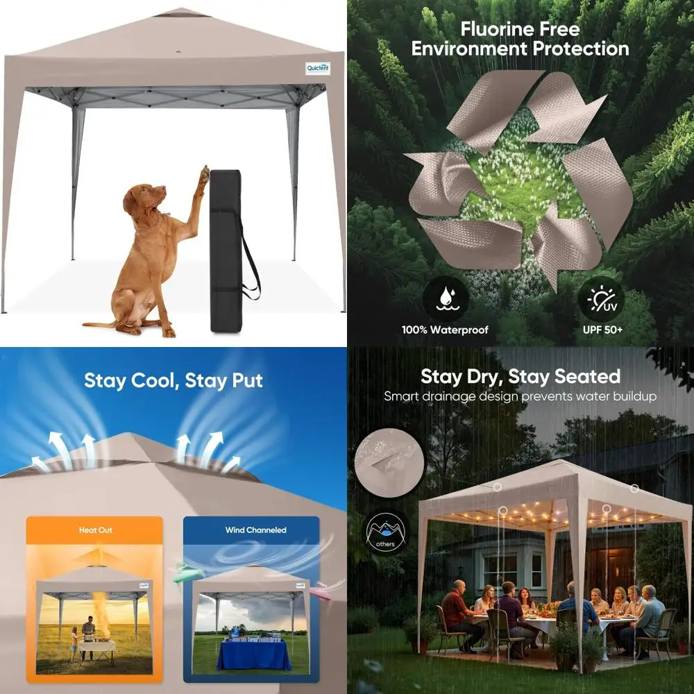 

Instant 10x10 Pop Up Canopy Tent, Waterproof and UV-Protected, Portable Gazebo Ideal for Outdoor Events and 1 Person Use