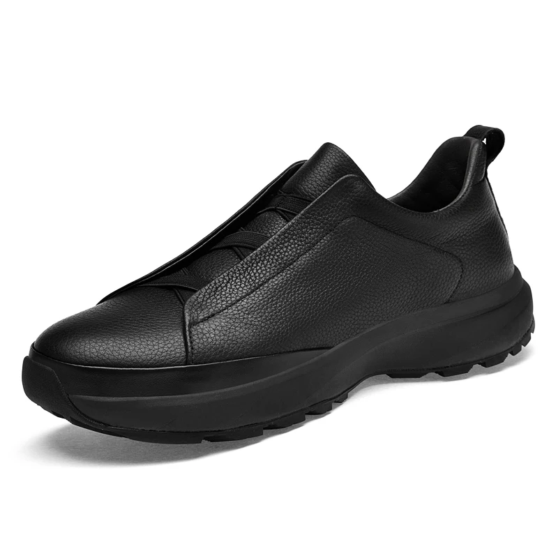 

Men Sneakers Casual Shoes Men Flats Zapatillas Hombre Lightweight Genuine Leather Breathable Shoes Men Black Sports Board Shoes
