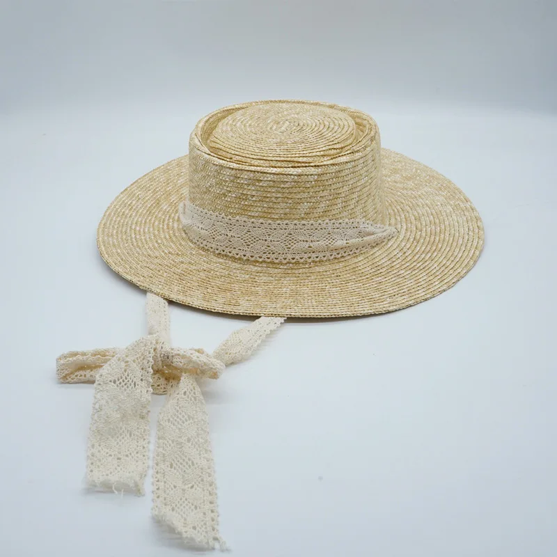 Casual Women\'s Sun Hat Chin Strap Tie Summer Hats Outdoor Beach Hat Wide Brim Wheat Straw Hats Canotier Derby Holiday Travel Hat