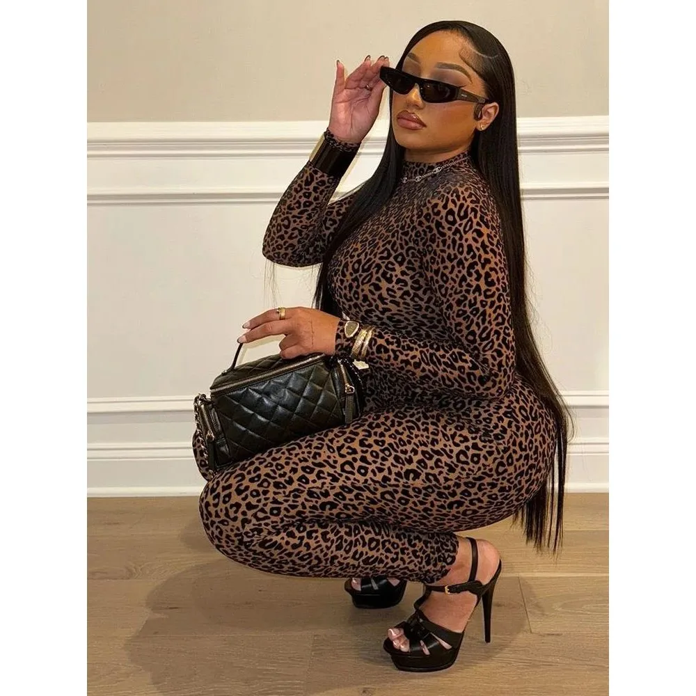 

Сексуальный комбинезон с леопардовым принтом, низкая талия, брюки из хлопковой ткани, модная женская одежда для весны