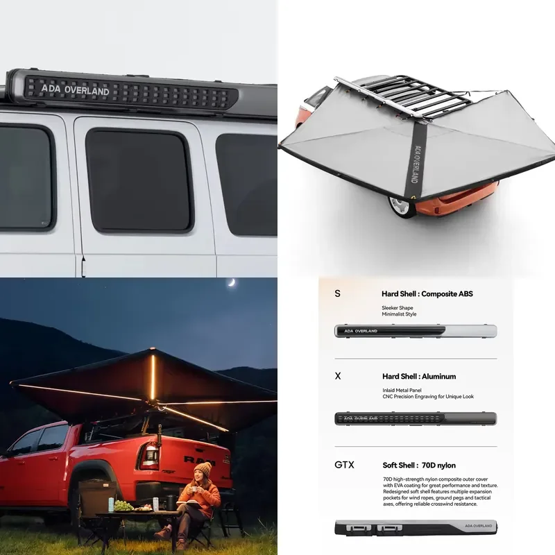 for ADA OVERLAND Urban Style 2m 2.5m 270 Awning Quick Build Waterproof Self Standing 4x4 Roof Awning Camping Tent