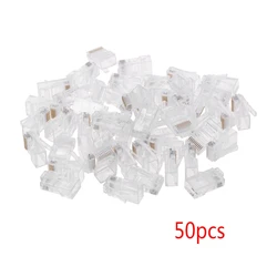 50pcs 10P10C RJ45 RJ48 RJ50 Cat5E UTP Ethernet Connector Network Modular Crystal Plug 10-Pin Network Cable Connector