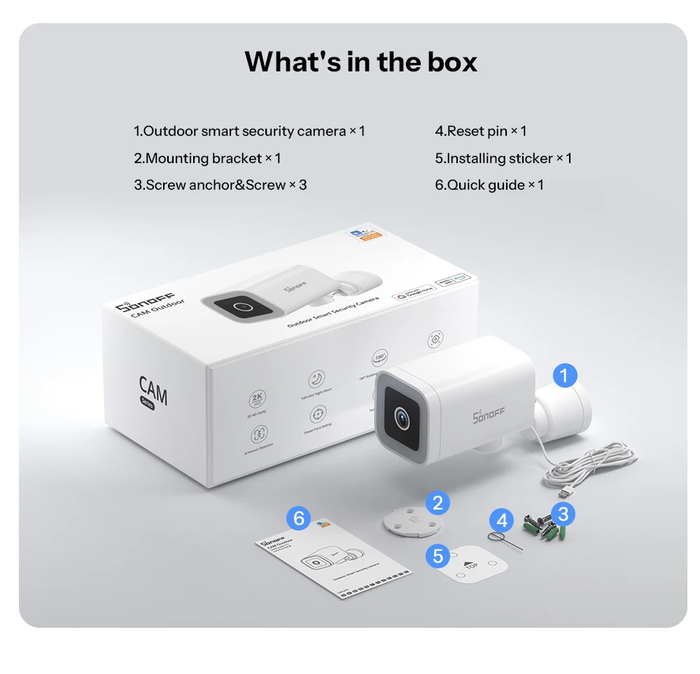 SONOFF CAM-B1P Intelligente Überwachungskamera für den Außenbereich, 2K HD mit KI-Menschenerkennung, IP65, wetterfest, 180 ° Schwenksteuerung Alexa Google Home – Detail 16