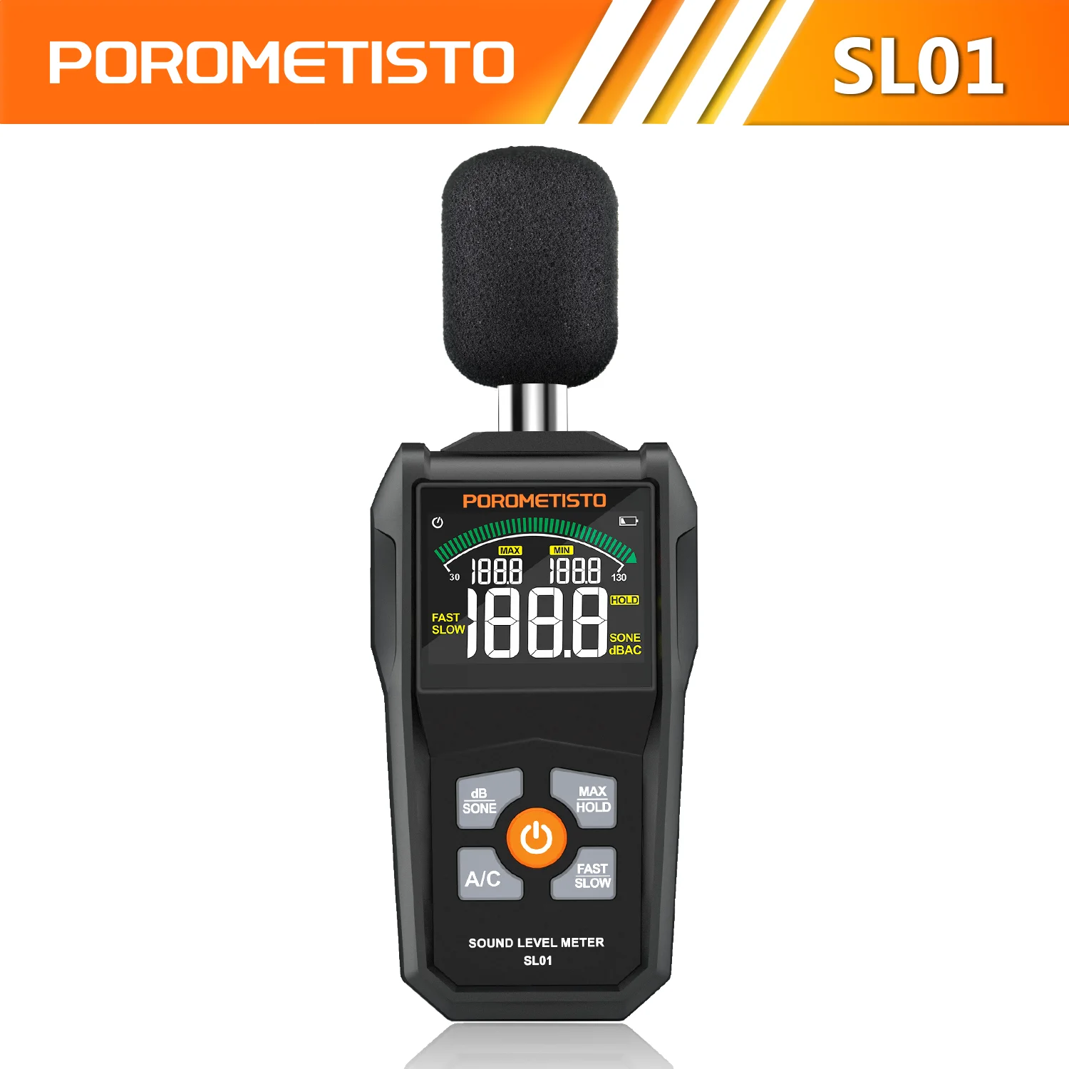 

POROMETISTO SL01 Digital Sound Level Meter Decibel Tester 30~130dB A/C Weighted DB Meter Audio Level Meter Noise Measuring Tools