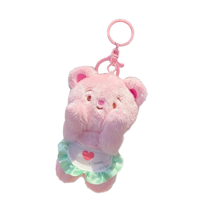 Butter Bear Keyring Funny Cartoon Ear Sweet Bear Girl Keychain Girl Backpack Pendant Birthday Ornament Kids Gift