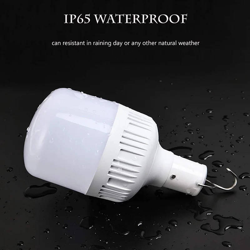 Newest Waterproof Rechargeable LED Night Light Bulb Outdoor BBQ Hanging Light Bright Lights for Tent Lantern Patio Garden Power