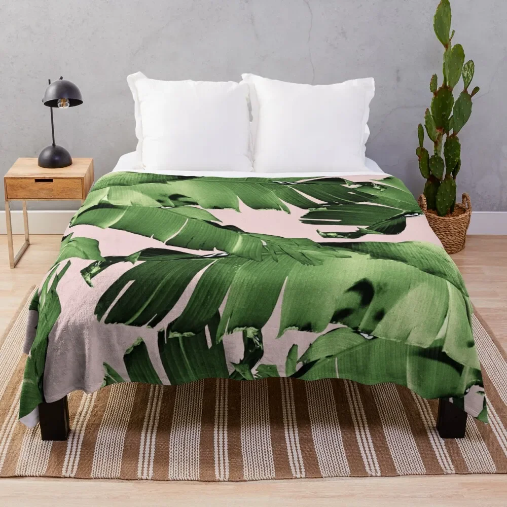 

Blush Banana Leaves Dream #8 #tropical #decor #art Throw Blanket Cozy Napping Blanket Gift for Mom Dad