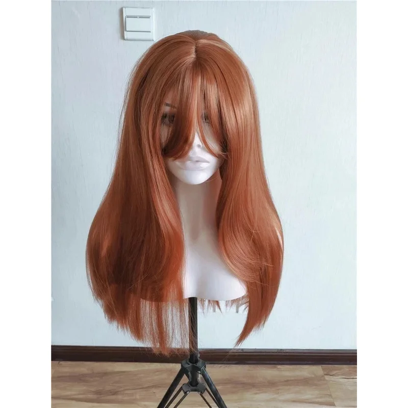 With Bangs Hair Women Copper Red Long Straight 16in