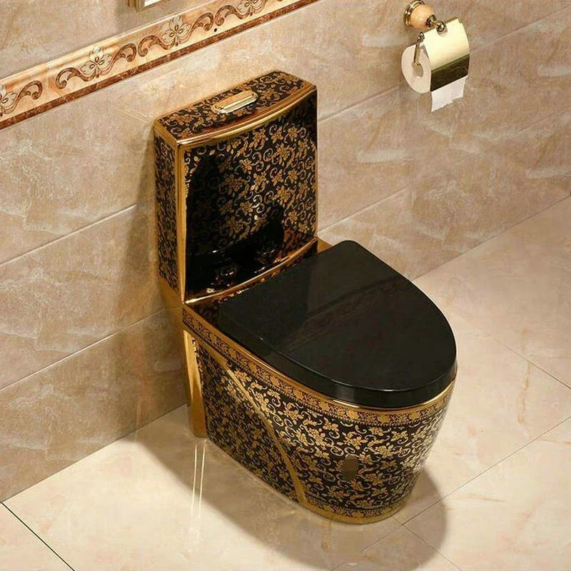 One Piece Closestool Fluishing Toilet Floor Mounted Luxious Villa Ceramic Bathroom Seat Toilet