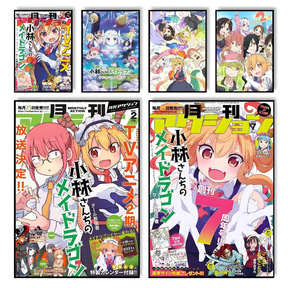 Anime Miss Kobayashis Dragon Maid Poster, klebrige Wand, wasserdicht, Zuhause, Wohnzimmer, Schlafzimmer, Bar, ästhetische Dekoration