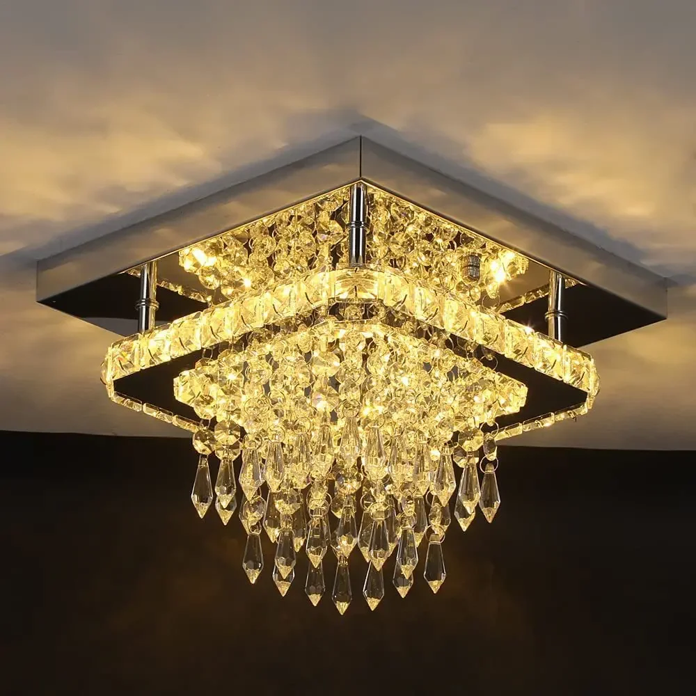 

Light and luxurious crystal ceiling lamp Modern corridor crossing lamp Simple and creative circular balcony hall lighting