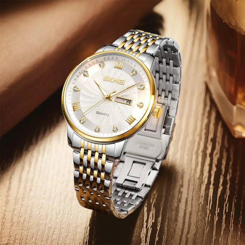 SKEMI 새로운 스타일 럭셔리 시계 남자 스테인레스 스틸 스트랩 비즈니스 남자 WatchesTme 날짜 석영 손목 시계 시계