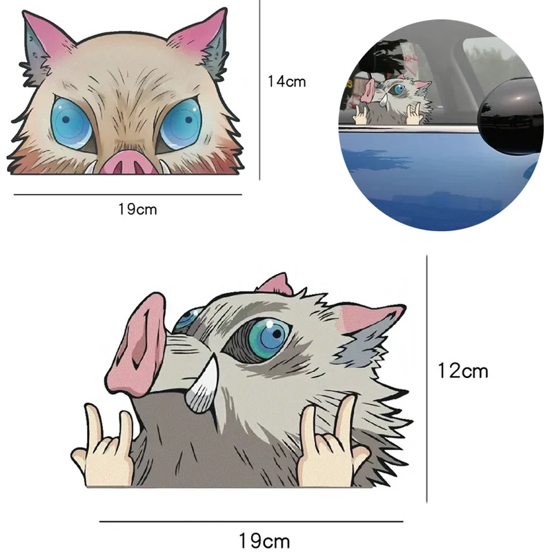 MN1 Funny Anime Car Sticker Inosuke Zenitsu Nezuko Anime Waterproof Reflective Cute Car Bumper Decal Sticker Cosplay Costume8/yG