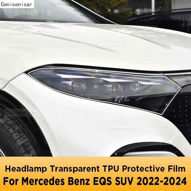 

For Mercedes Benz EQS SUV 2022-2024 Car Exterior Headlight Anti-scratch Front Lamp Transparent TPU Protective Film Accessories