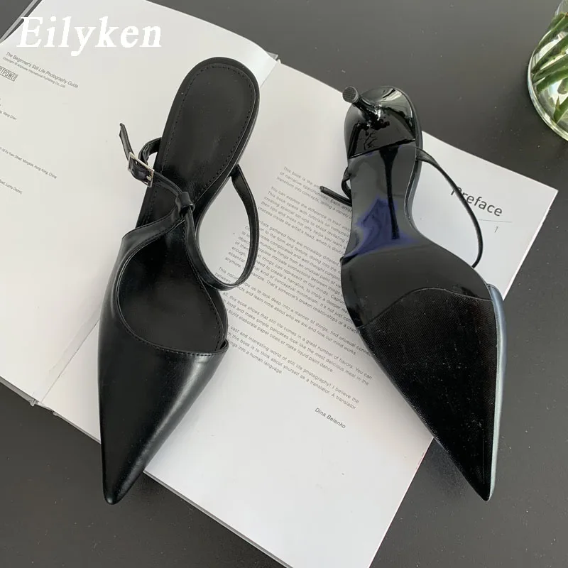 Eilyken Spring New Brand Women Slipper Fashion Pointed Toe Slip On Ladies Elegant Slip On Mules Thin High Heel Pumps