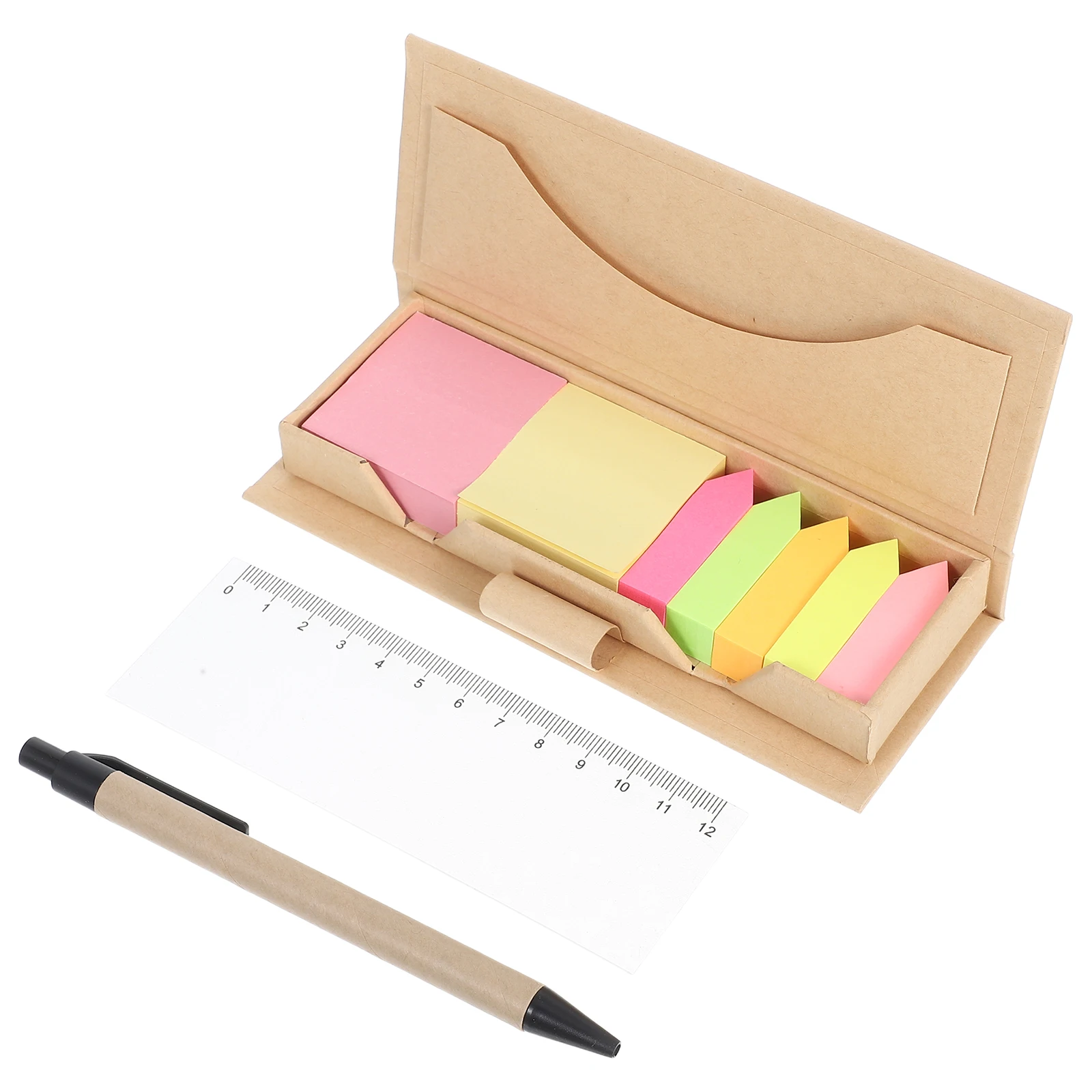 

1set Multifunctional Memo Block Cube Bright With Ruler Portable Storage Box For Office Colored Note