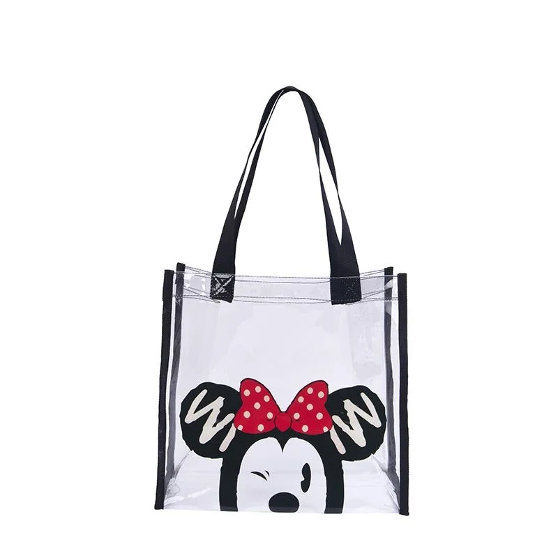 30x30cm Disney cartoon Minnie Solid Color Transparent Women\'s Bag Fashion Large Capacity  Cartoon Cute  Shopping Bucket Bag