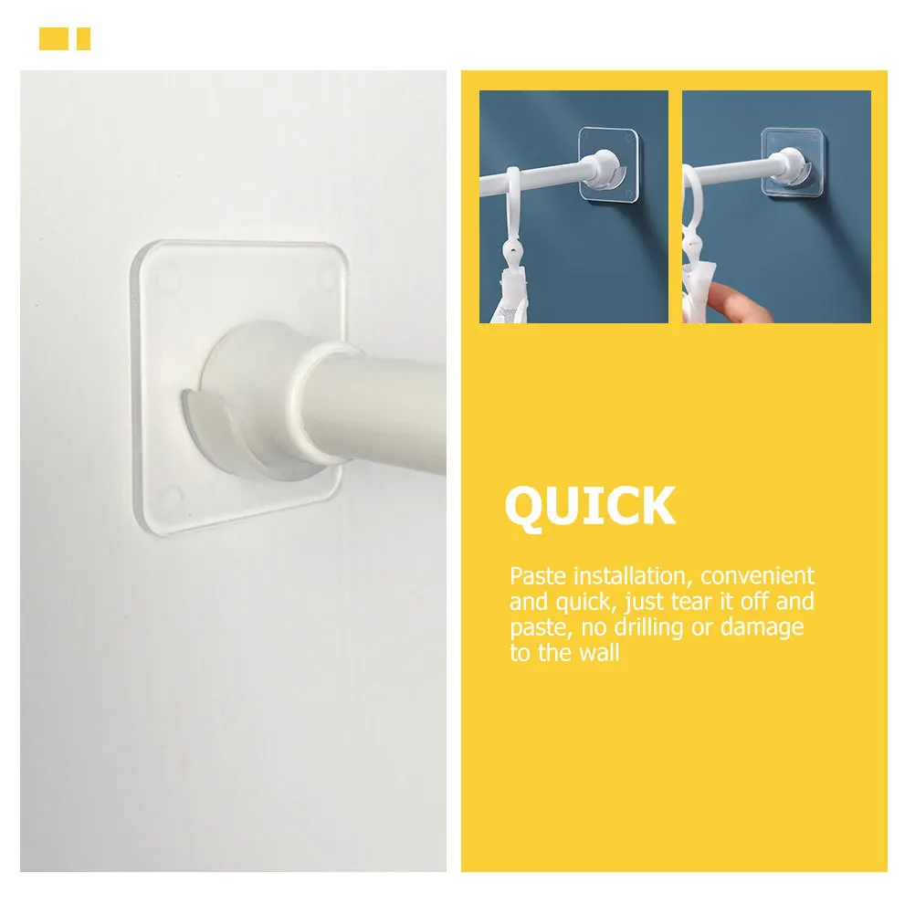 

6Pcs Bathroom Curtain Rod Holders ABS Mount Peel Stick Shower Rod Retainers Stable Load-Bearing Wall-Mount Shower Pole Supports