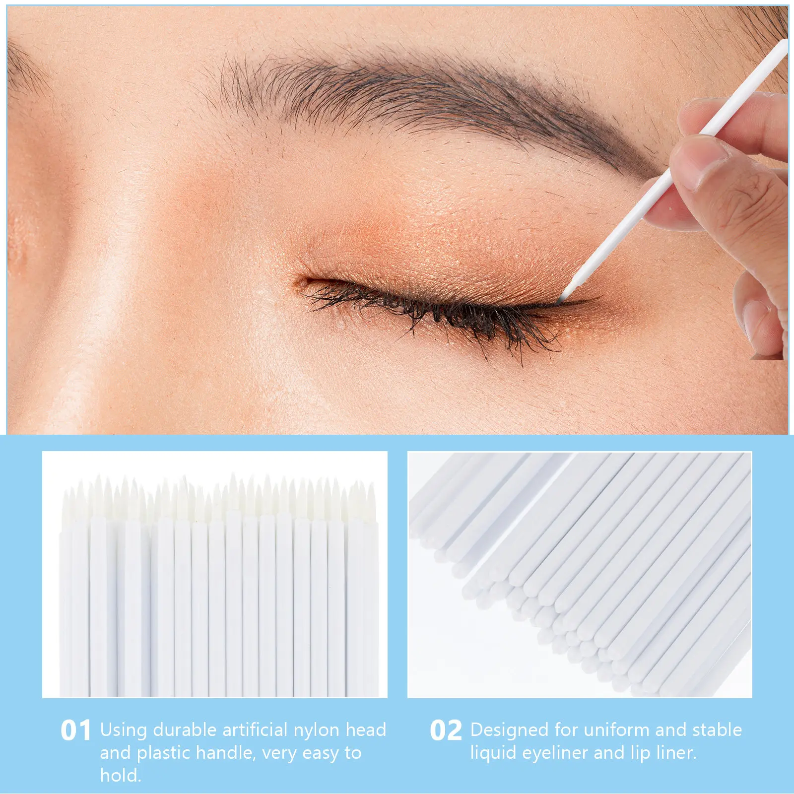100Pcs Eyeliner Brush Disposable Mini Makeup Eye Tool Portable Applicator Nylon Fiber Head for Liquid Eyeliner view 5