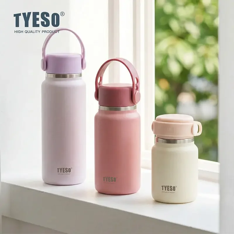 TYESO Mini Pocket Vacuum Insulated Cup 316 Stainless Steel Thermal Flask Carry Handle Hanging Lanyard for Travel and Outdoor Use