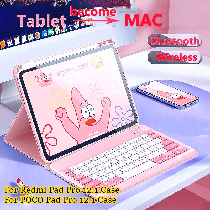 

NEW for Xiaomi Poco Redmi Pad Pro 12.1inch MI 5/6 Pro 11 6S Pro 12.4'' 10'' Magnetic Bluetooth Keyboard Shockproof Case Pen Slot