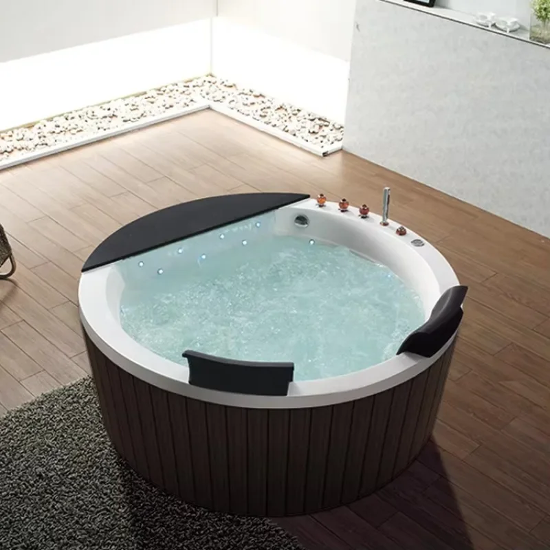 Luxuriöse moderne Outdoor-Rundwasserfall-Badewanne mit High-End-Massage für 2 Personen, Luftmassage, für Hotel und Apartment