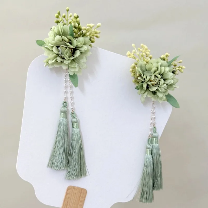 Aksesori Rambut Kimono Asli Jepang Hiasan Kepala Anak Perempuan Imut Kawaii Klip Rambut Rumbai Bunga Klip Sepasang Lolita