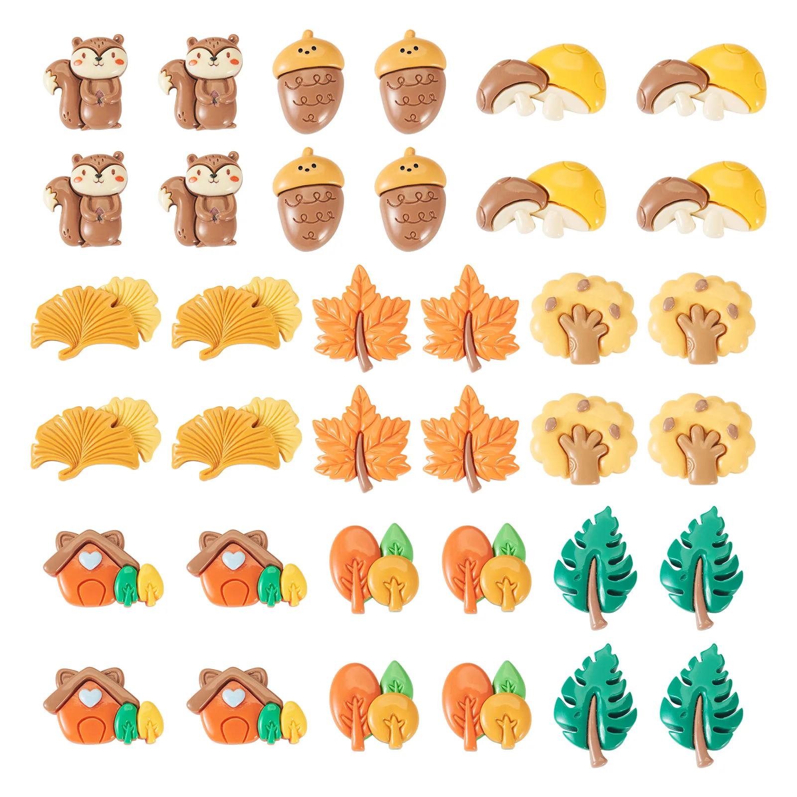

1 Bag Cute Animal Resin Cabochons Squirrel Acorn Flat Back Charms For DIY Jewelry Making Phone Case Decorations Hair Accessories