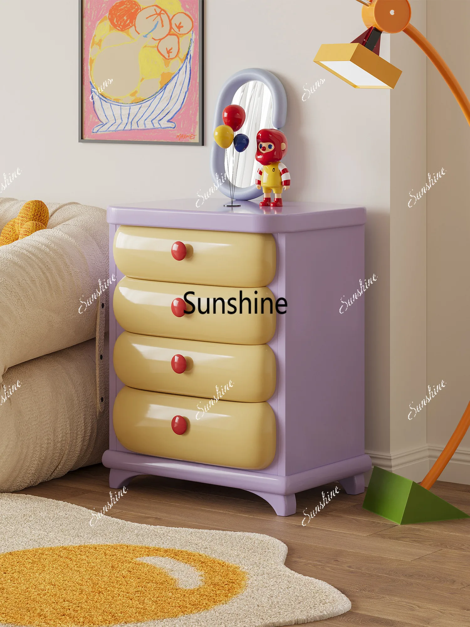 

Dopamine side cabinet Living room side cabinet Cream wind storage cabinet