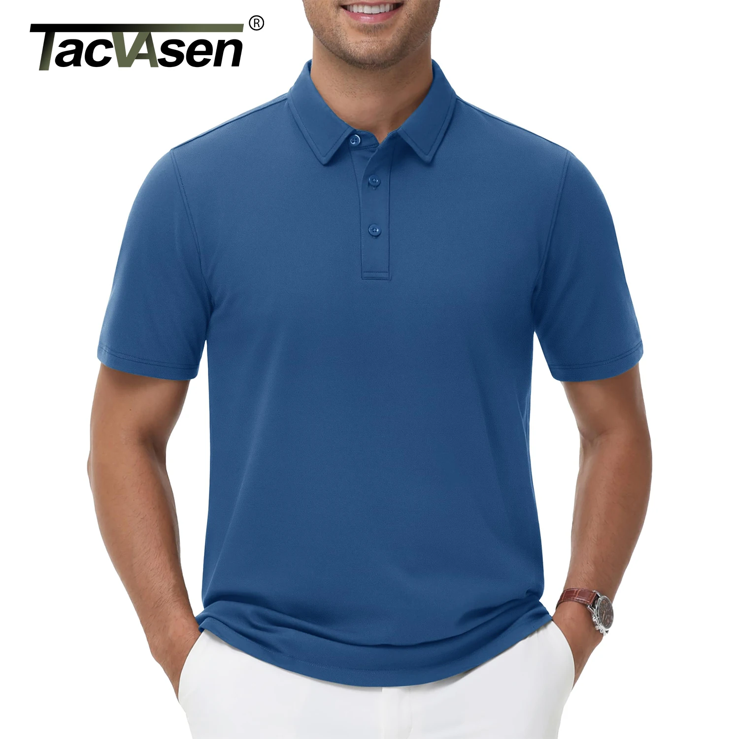 TACVASEN Men's Cotton Polo Shirts Casual Golf Tops