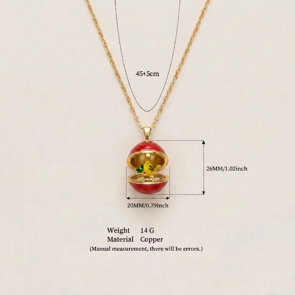 Simple Easter Egg Opening And Closing Necklace Pendant With Retro Copper Gold Plating_maomaolike.com