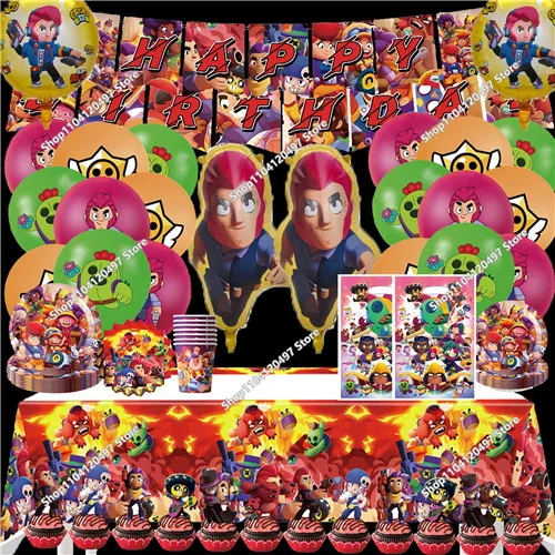 

Hot Game Theme Birthday Scene Decor Disposable Tableware Paper Plate Paper Cup Tissues Baby Shower Supplies