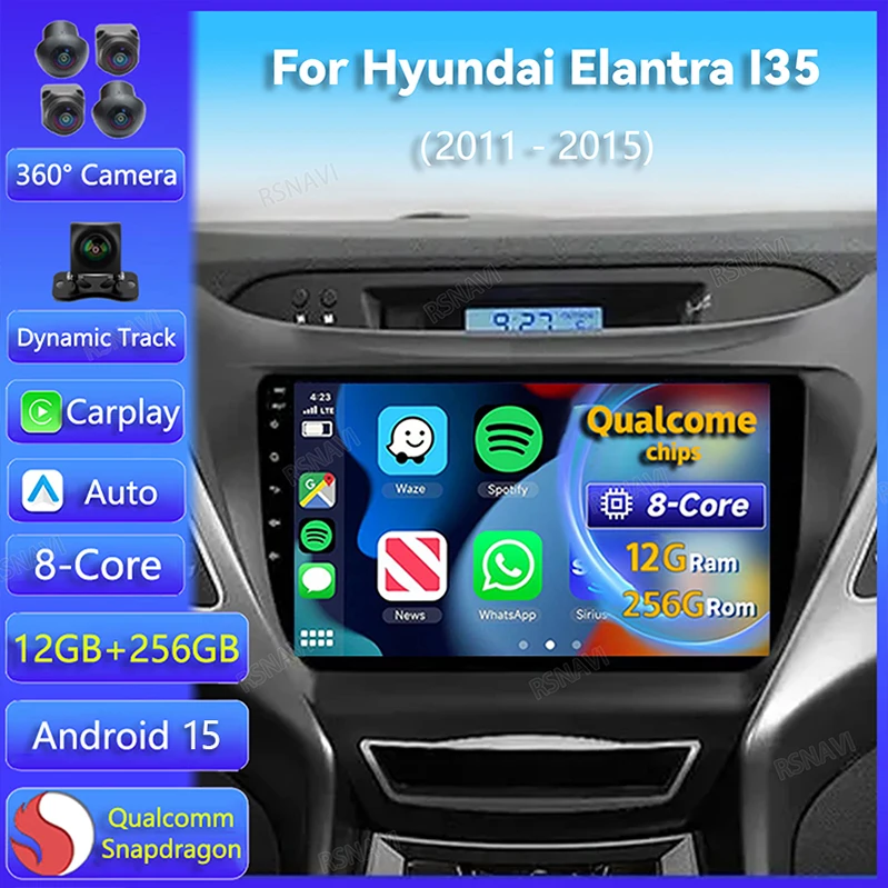Android 15 Car Radio Carplay Auto GPS Navigation For Hyundai Elantra I35 2011 2012 - 2015 Multimedia Player Video Stereo 2DIN BT