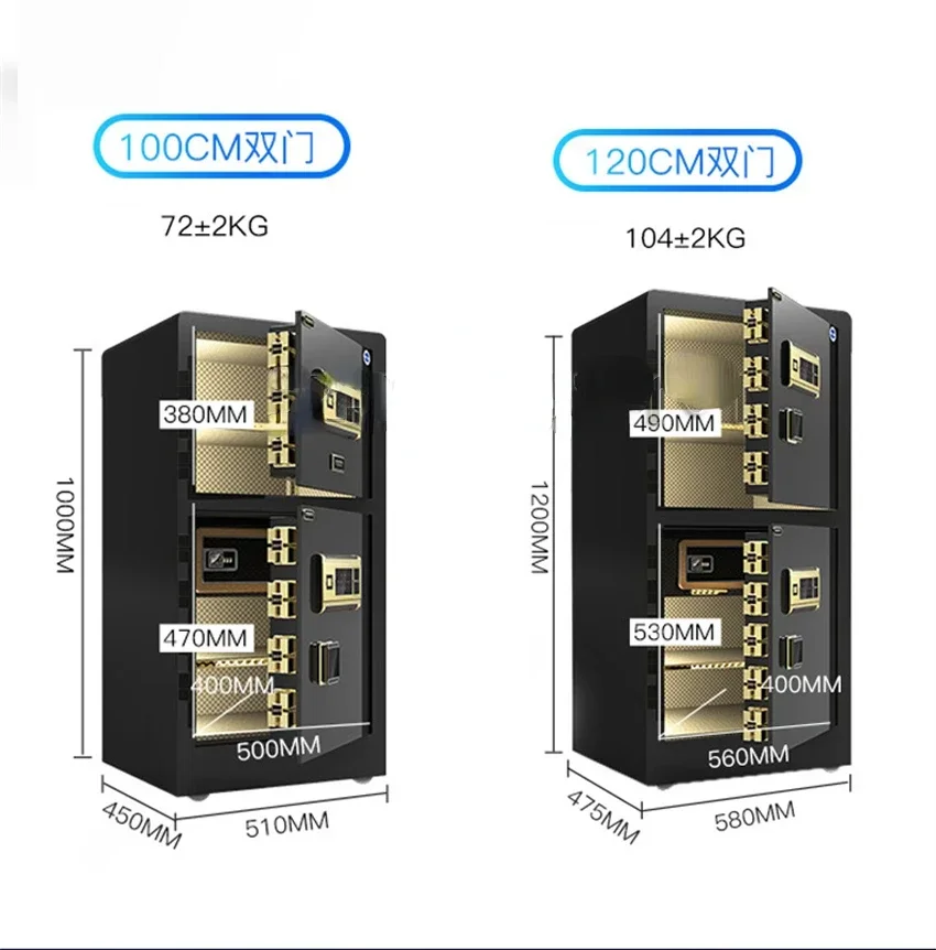 For Safe Box Home Anti-theft Box Small Fingerprint Password Double Door Safe Office Hotel All-steel Safe Deposit Box 1m Hight