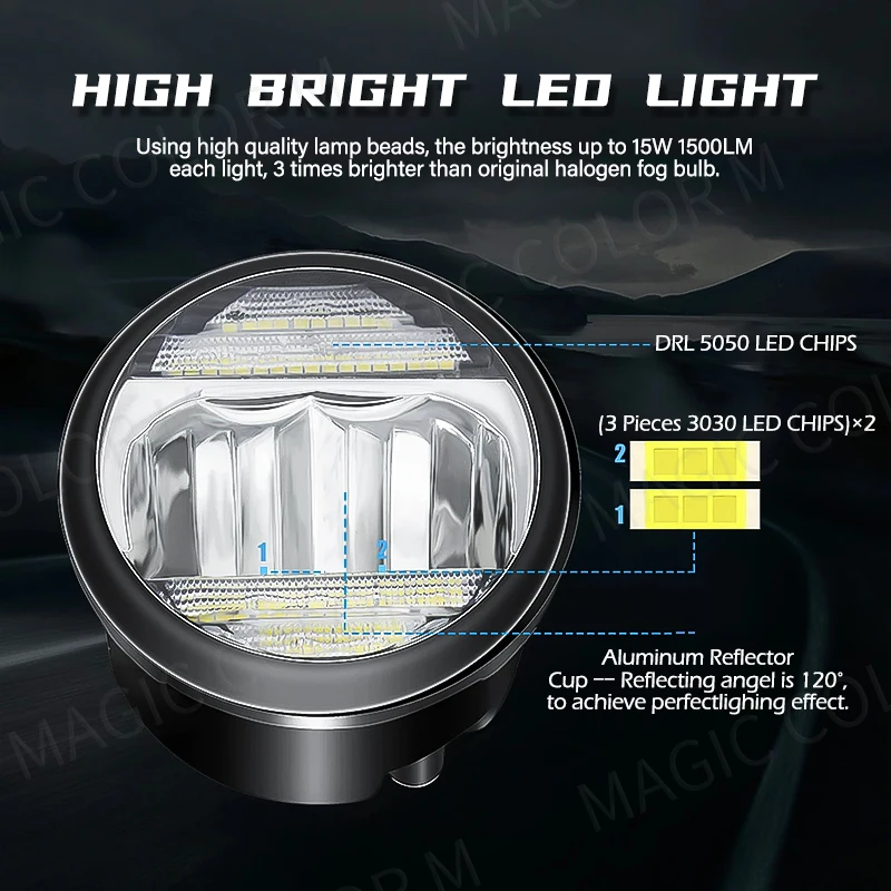 LED Fog Lamps For Nissan Tiida X-Trail Patrol Cube Vampira NV200 Daytime Running LIghts DRL Multifunction Waterproof White 12V