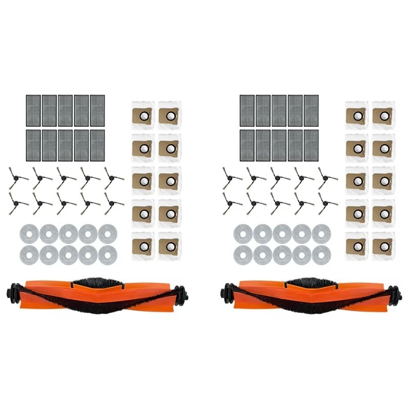 2 Set For Mijia M40 D110CN Vacuum Parts Main Tricut Main Roller Side Brush Hepa Filter Mop Cloth Dust Bags-A77G