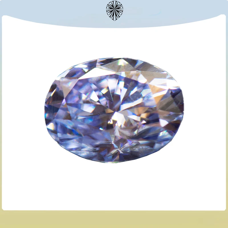 

Moissanite Stone Oval Cut Lavender Colour Lab Created Synthetic Gemstone Passed Diamond Tester Comes with GRA Certificate